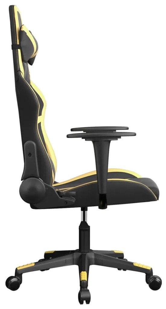 Cadeira gaming couro artificial preto e dourado