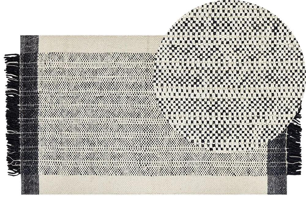 Tapete de lã preta e branca 80 x 150 cm KETENLI Beliani