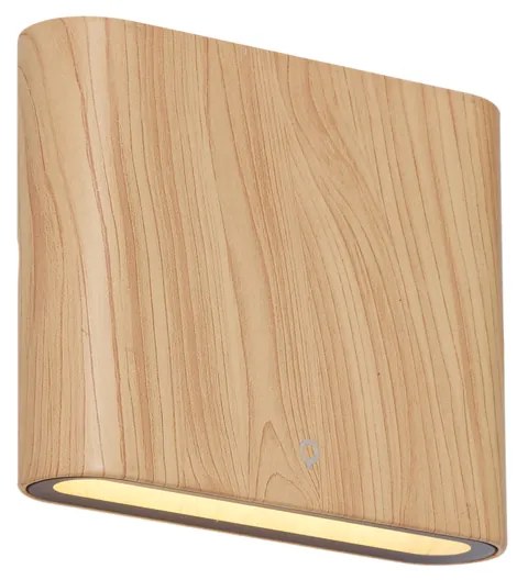 Candeeiro de Parede Exterior Escandinavo Madeira 11,5cm Incl. LED IP65 - Batt Escandinavo