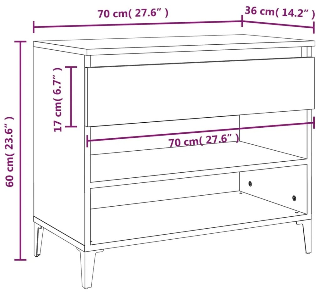 Sapateira Laura - Com 1 Gaveta e 2 Prateleiras - Cor Branco - 70x36x60