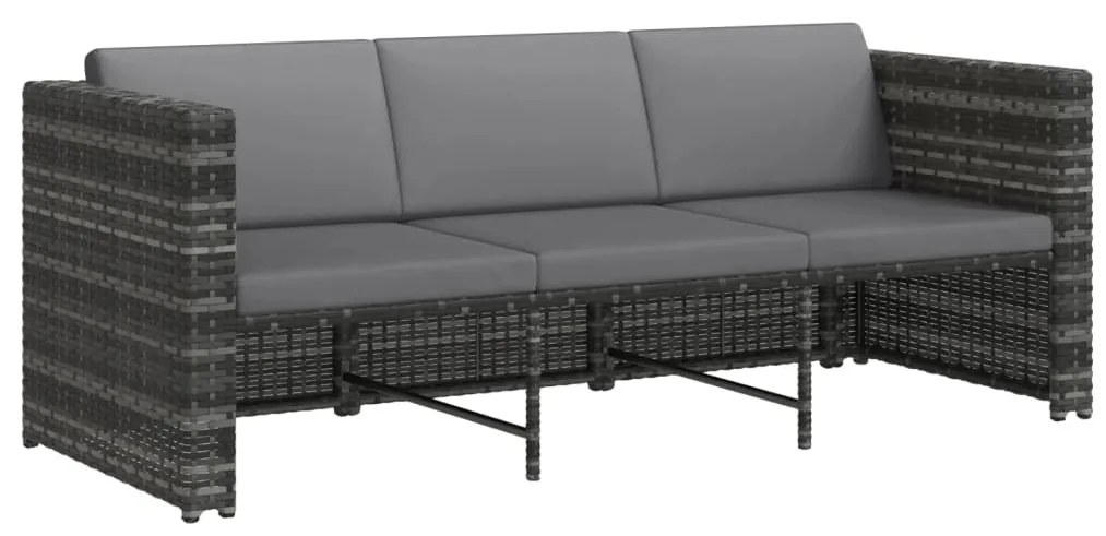 4 pcs conjunto lounge de jardim c/ almofadões vime PE cinzento
