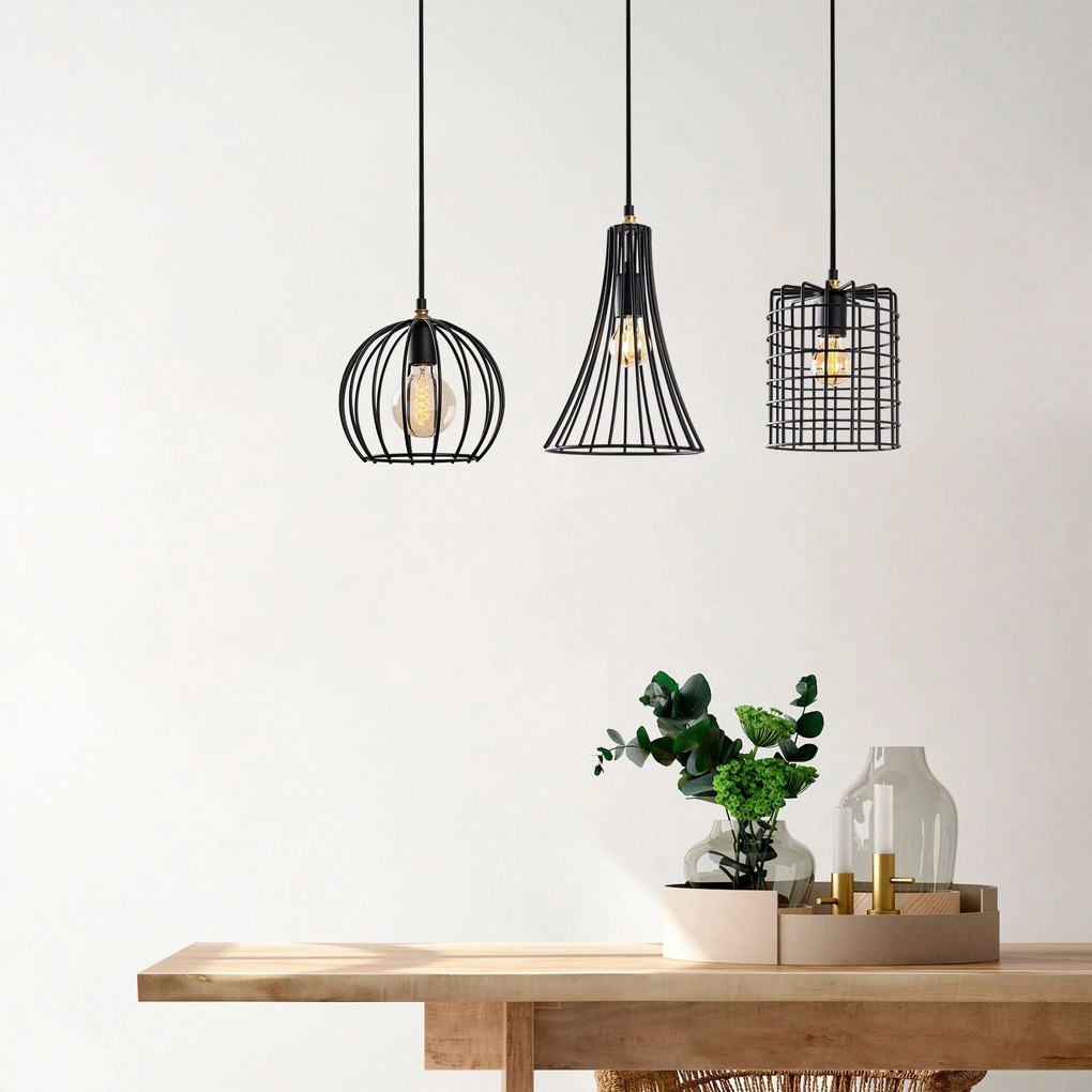 Chandelier Teltrio – Preto Antique – 91 x 25 x 49-129 cm