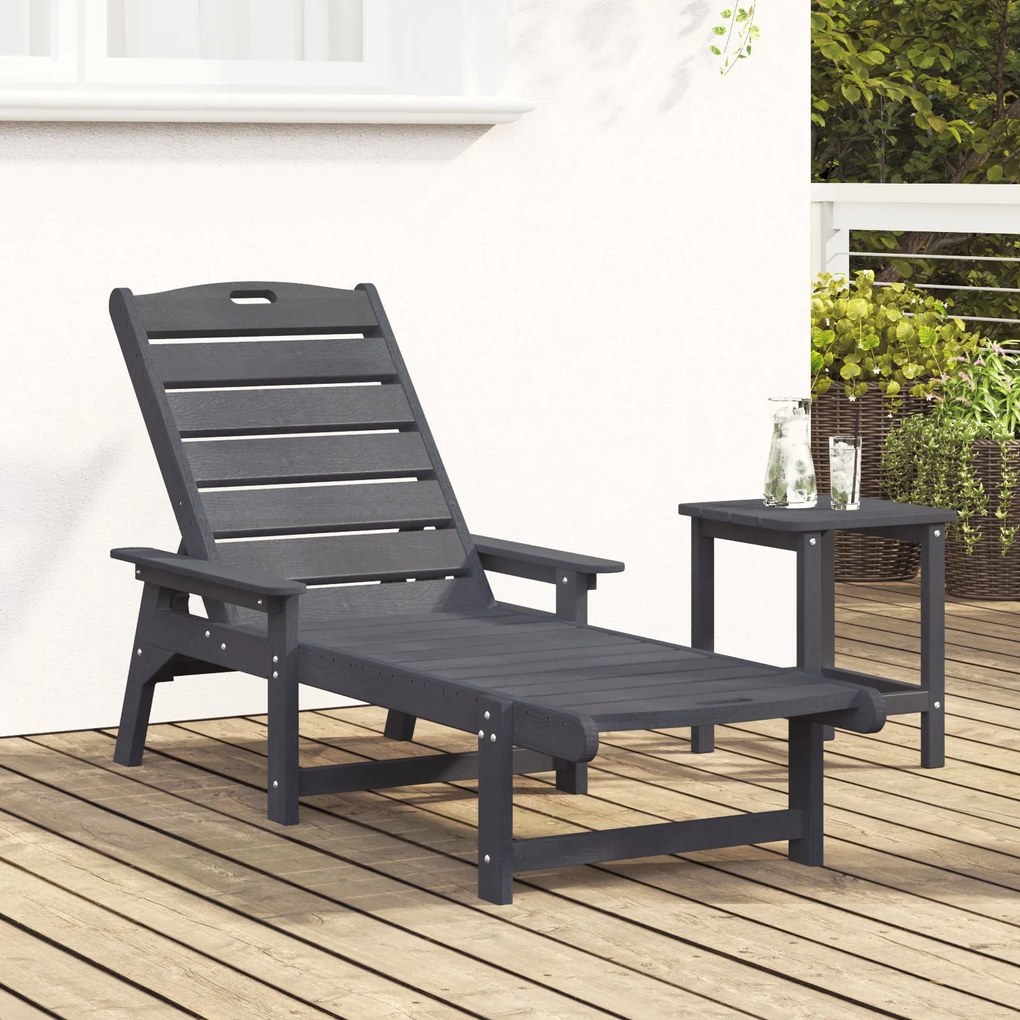 Espreguiçadeira Cinzento-claro 53x162x98.5 cm HDPE