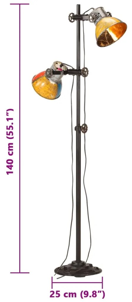 Candeeiro de pé com 2 abajures E27 multicor