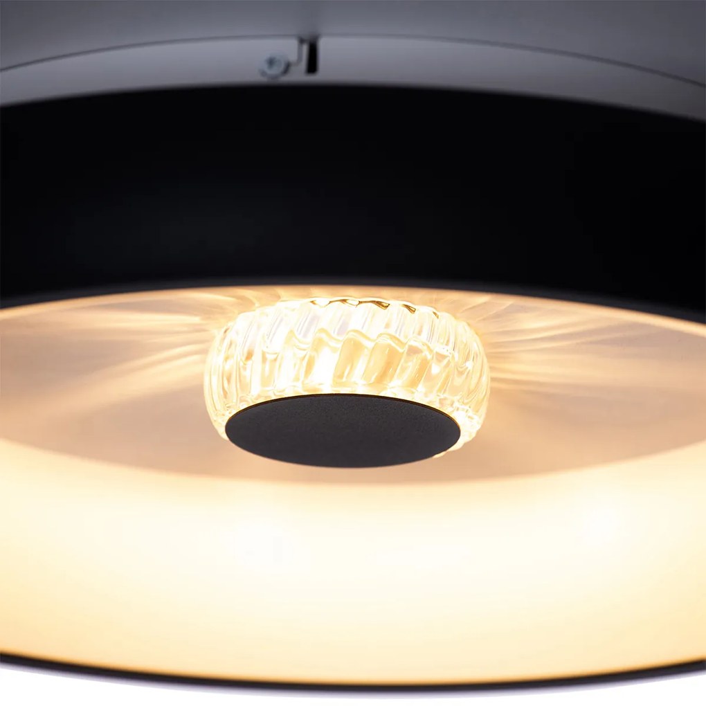 Candeeiro de teto preto com LED e comando remoto - Ghislaine Moderno