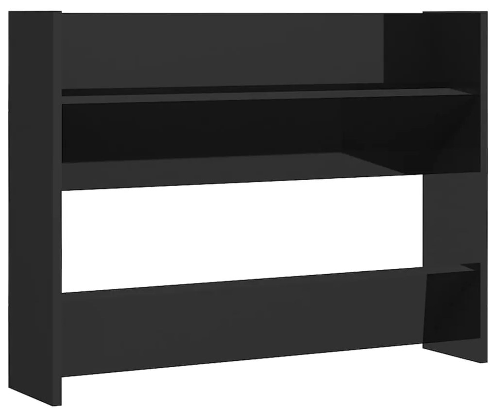 Sapateiras de parede 2pcs derivados de madeira preto brilhante
