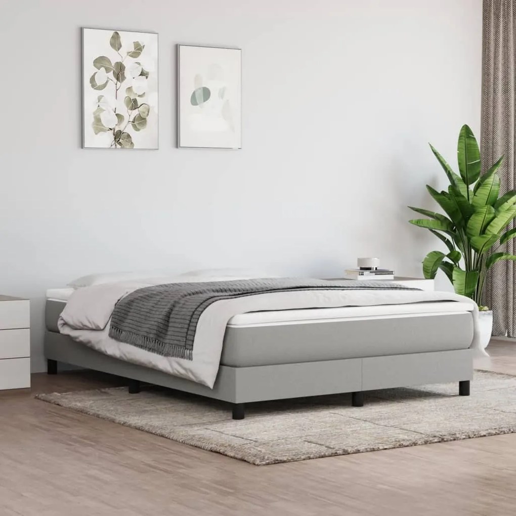 vidaXL Estrutura de cama com molas 140x190 cm tecido cinzento-claro