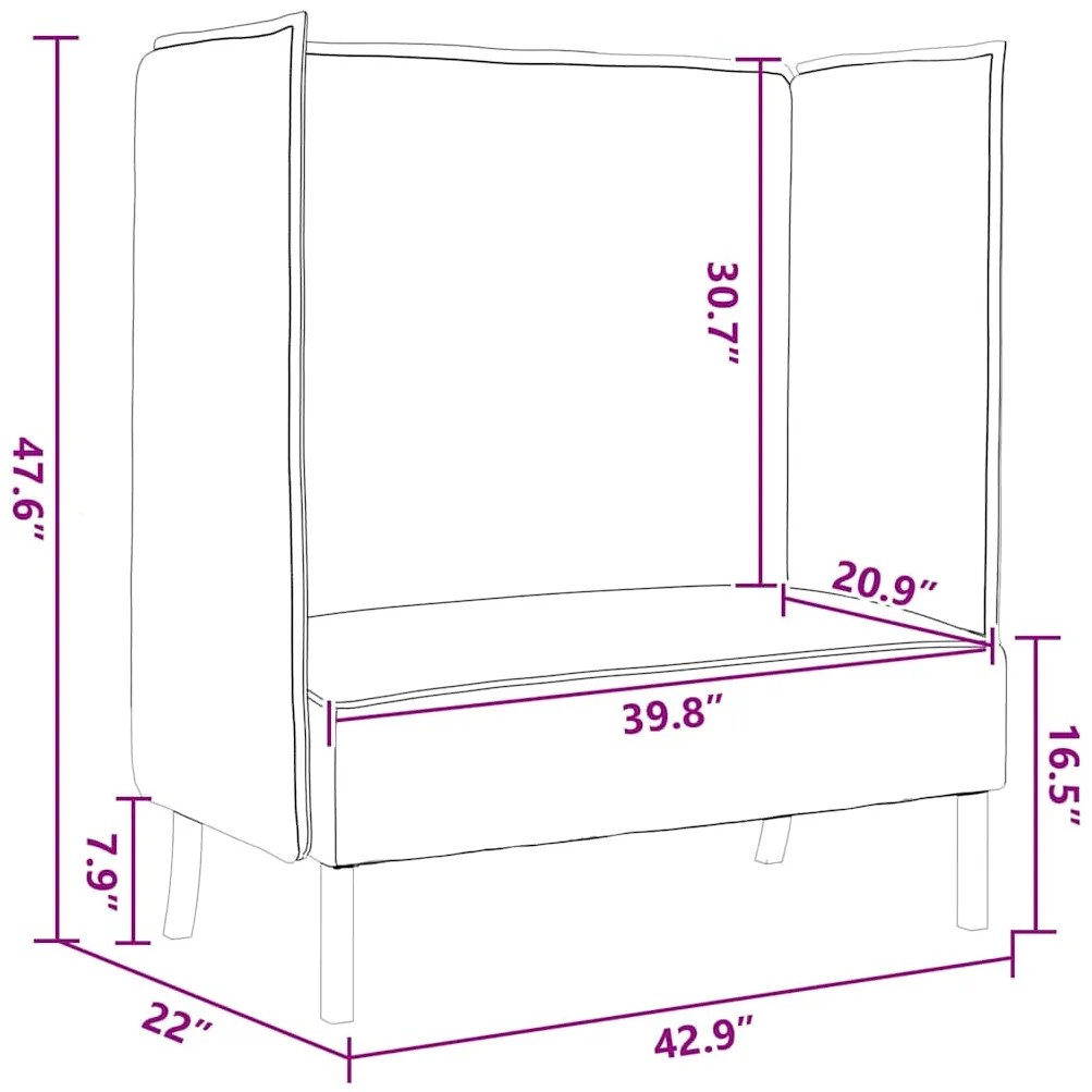 Sofá com Costas Altas Cinza Claro 109x56x121 cm Tecido