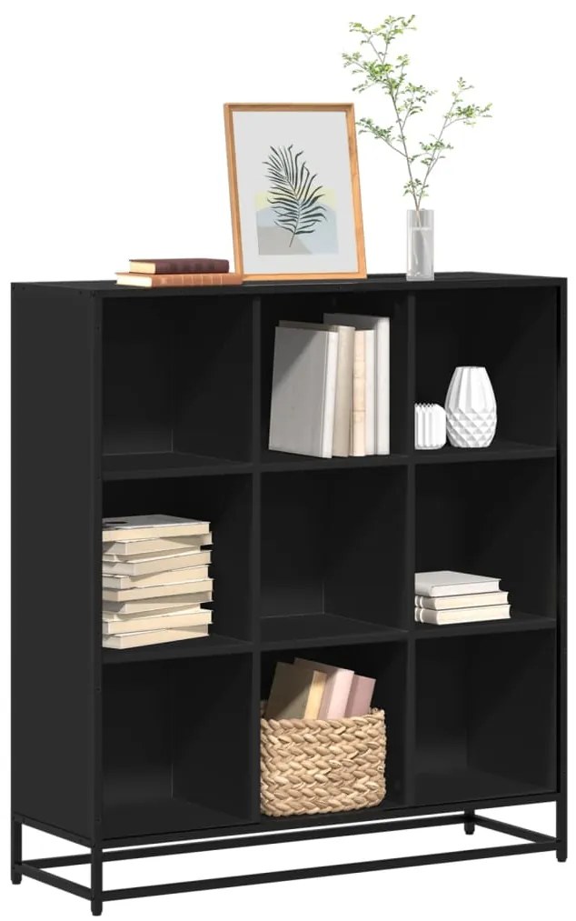 vidaXL Estante 97,5x33x107,5 cm derivados de madeira e metal preto