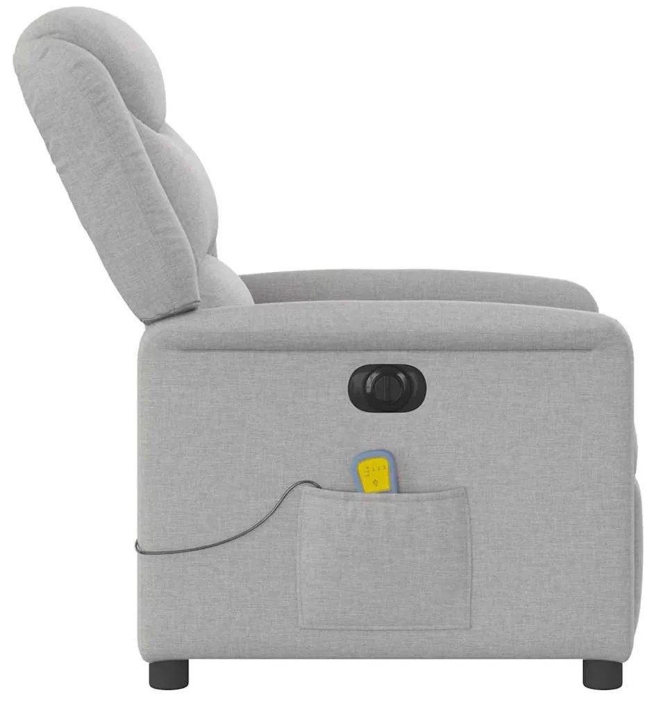 Poltrona massagens reclinável elétrica tecido cinzento-nublado