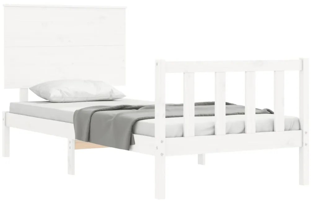 Cama sem colchão 100x200 cm madeira de pinho maciça branco