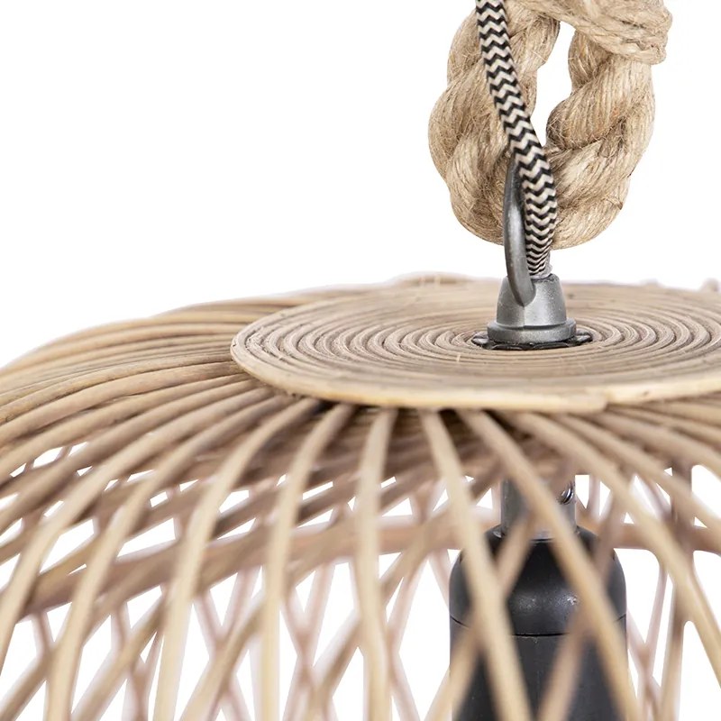 Candeeiro de suspensão rústico inteligente em vime com lâmpada WiFi G125 - Calamus