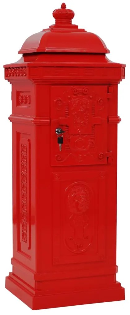 Caixa correio coluna vintage alumínio inoxidável vermelho