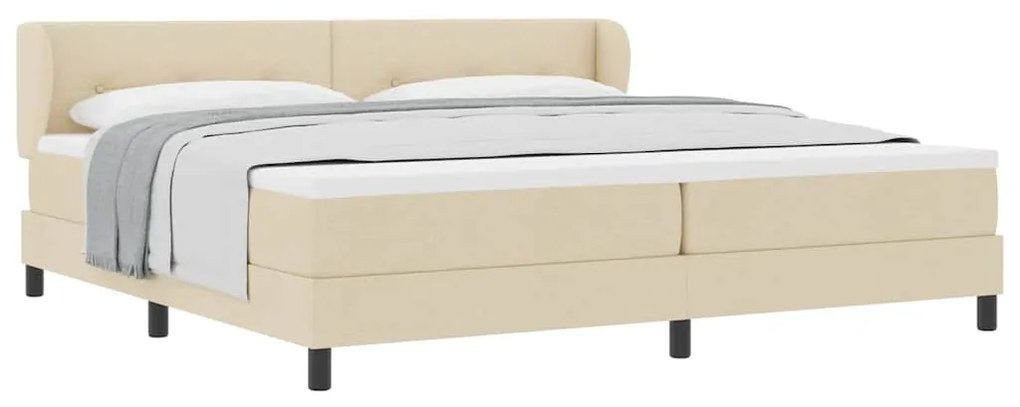 Cama Box Spring com Colchão Creme 200x200 cm Tecido