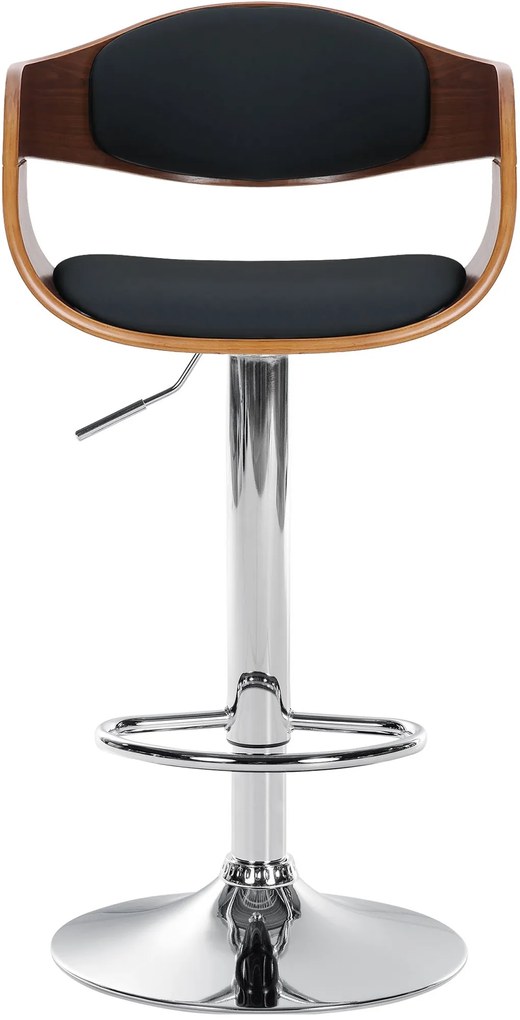 Banco de bar Kingston em couro sintético 50 x 88-102 x 48 cm Nogueira + Preto