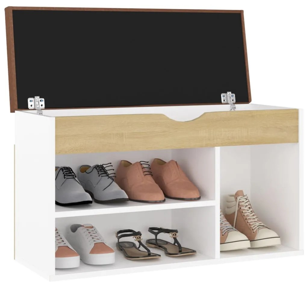 Banco sapateira + almofadão 80x30x47cm contrap. branco/sonoma