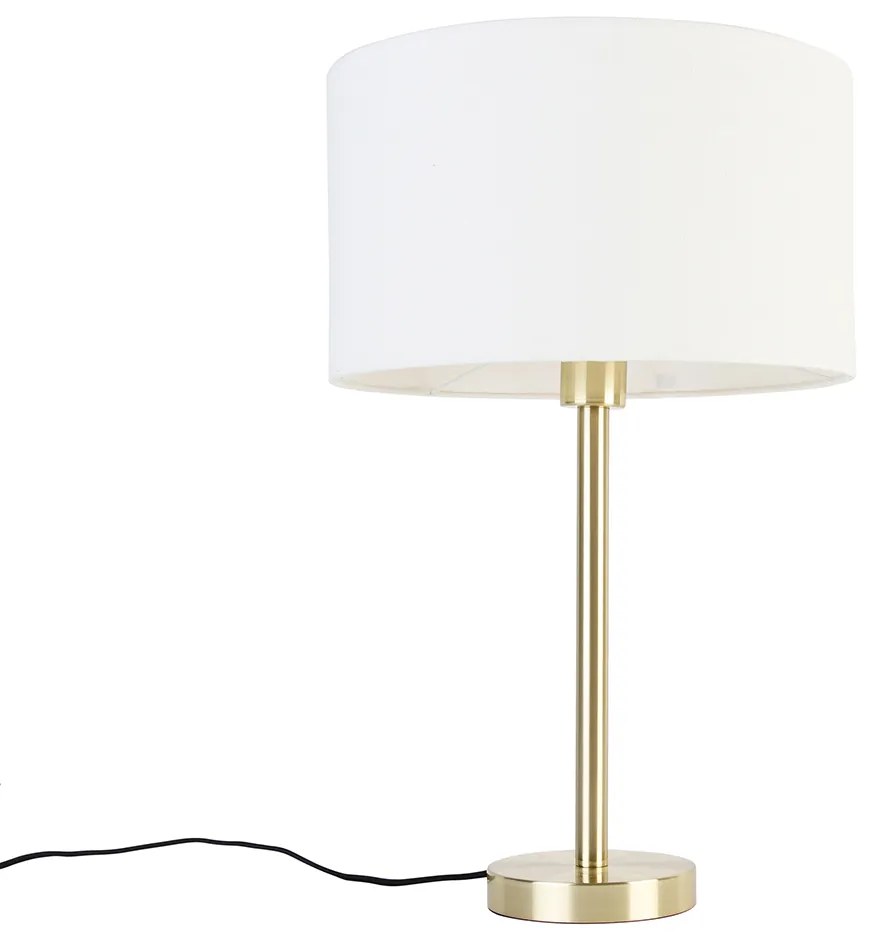 Candeeiro de mesa clássico em latão com cúpula branca 35 cm - Simplo Design
