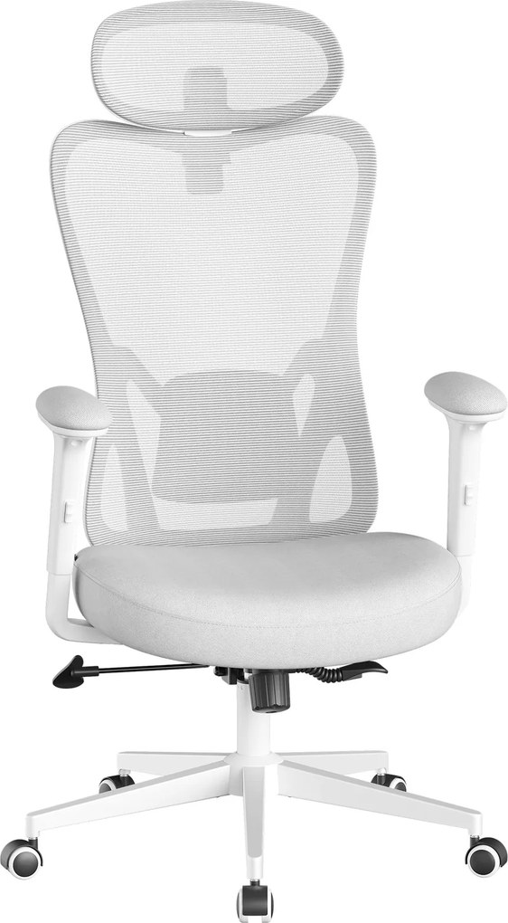 Cadeira de escritório com apoio lombar e apoio para a cabeça ajustáveis 70 x 70 x (113-130) cm Cinza
