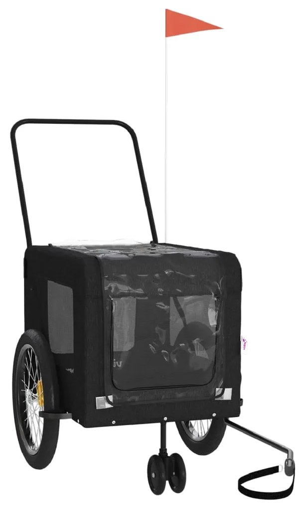 Reboque bicicleta p/ animais tecido oxford/ferro preto