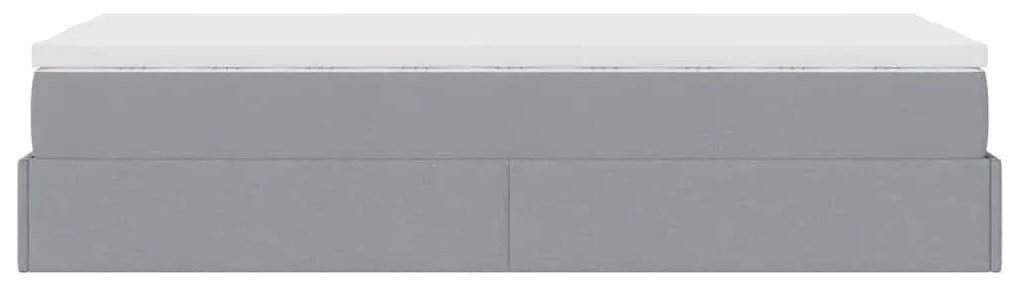 Estrutura cama otomana colchão 90x200 cm tecido cinzento claro