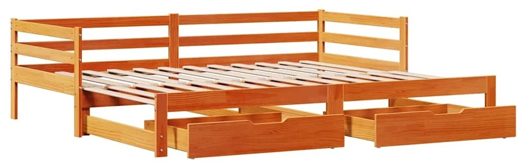 Sofá-cama com gavetão e gavetas 80x200 cm madeira de pinho