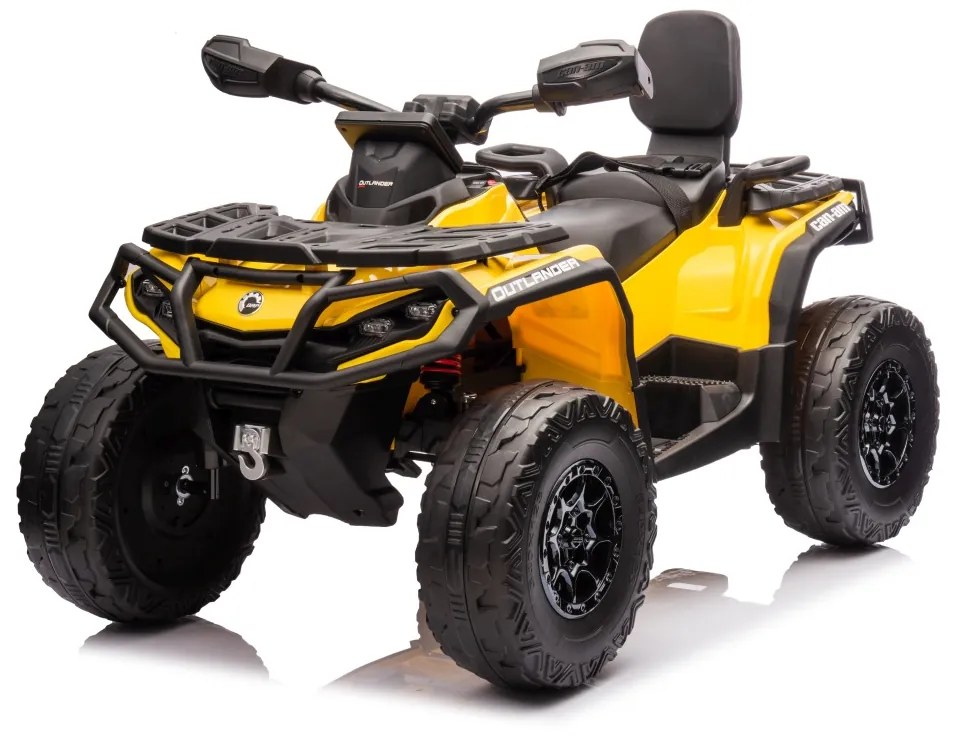 Moto 4 elétrica para crianças 12V Can Am Outlander 4x4 com controlo remoto, rodas Espuma EVA, assento couro Carga até 50Kg Amarela