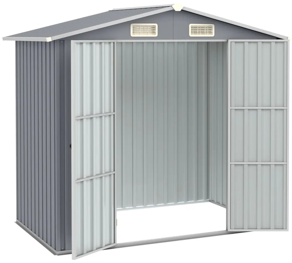Abrigo de jardim 205x129x183 cm aço galvanizado cinzento