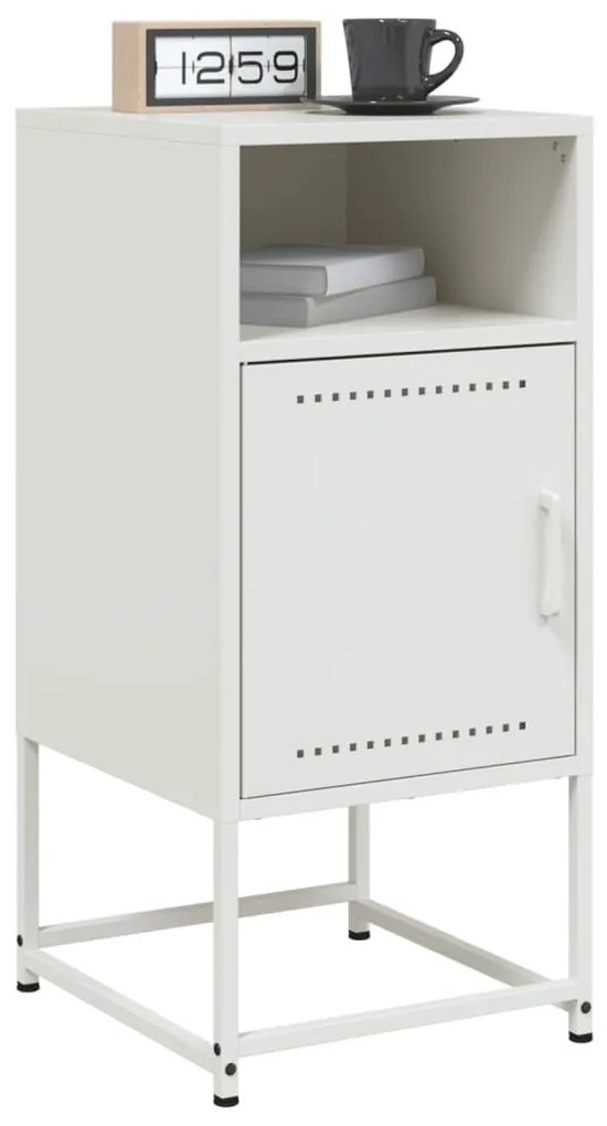 Mesas de cabeceira 2 pcs 36x39x78 cm aço branco