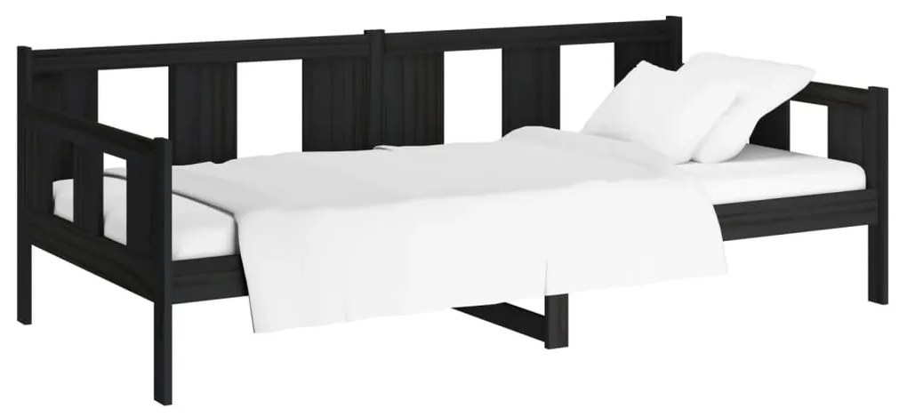 Sofá-cama 90x200 cm madeira de pinho maciça preto