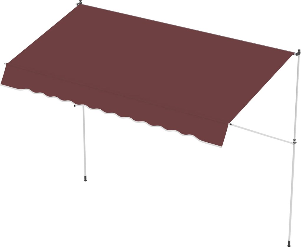 Toldo manual retrátil 3 m x 1,5 m - Inclinação e altura ajustáveis - Metal (alumínio) e poliéster anti-UV, cor bordô