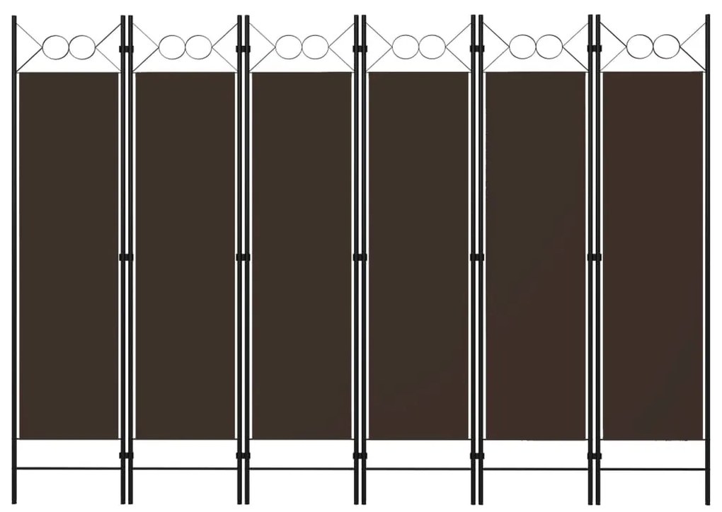 Divisória de quarto com 6 painéis 240x180 cm castanho