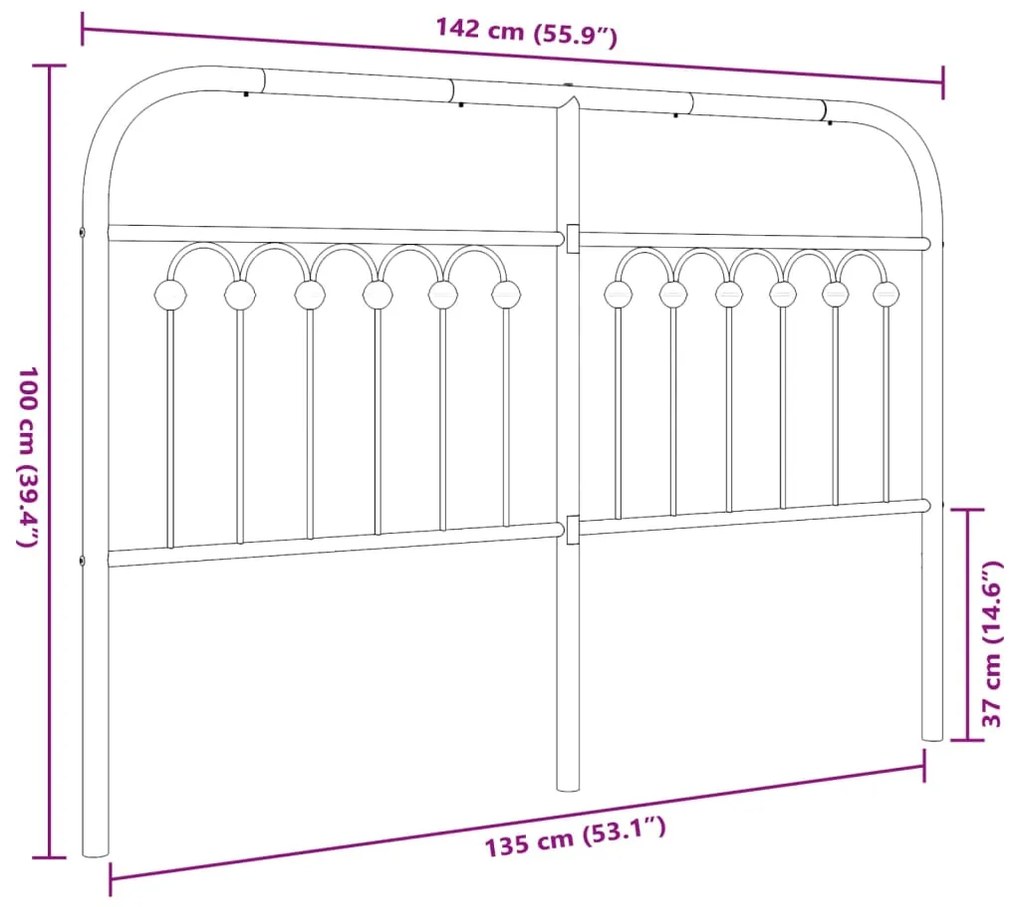 Cabeceira de cama 135 cm metal branco