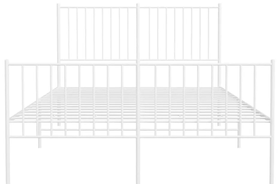 Estrutura de cama com cabeceira e pés 140x190 cm metal branco