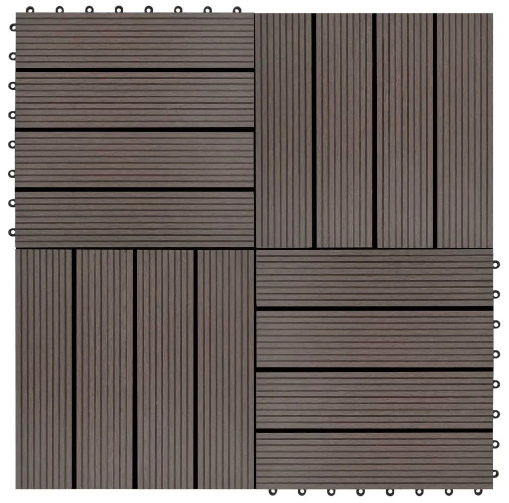 Ladrilhos de pavimento 22 pcs WPC 2m² 30x30 cm castanho-escuro