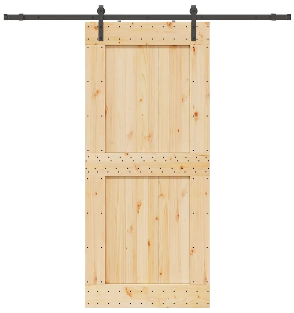 vidaXL Porta de correr c/ ferragens 100x210 cm madeira de pinho maciça