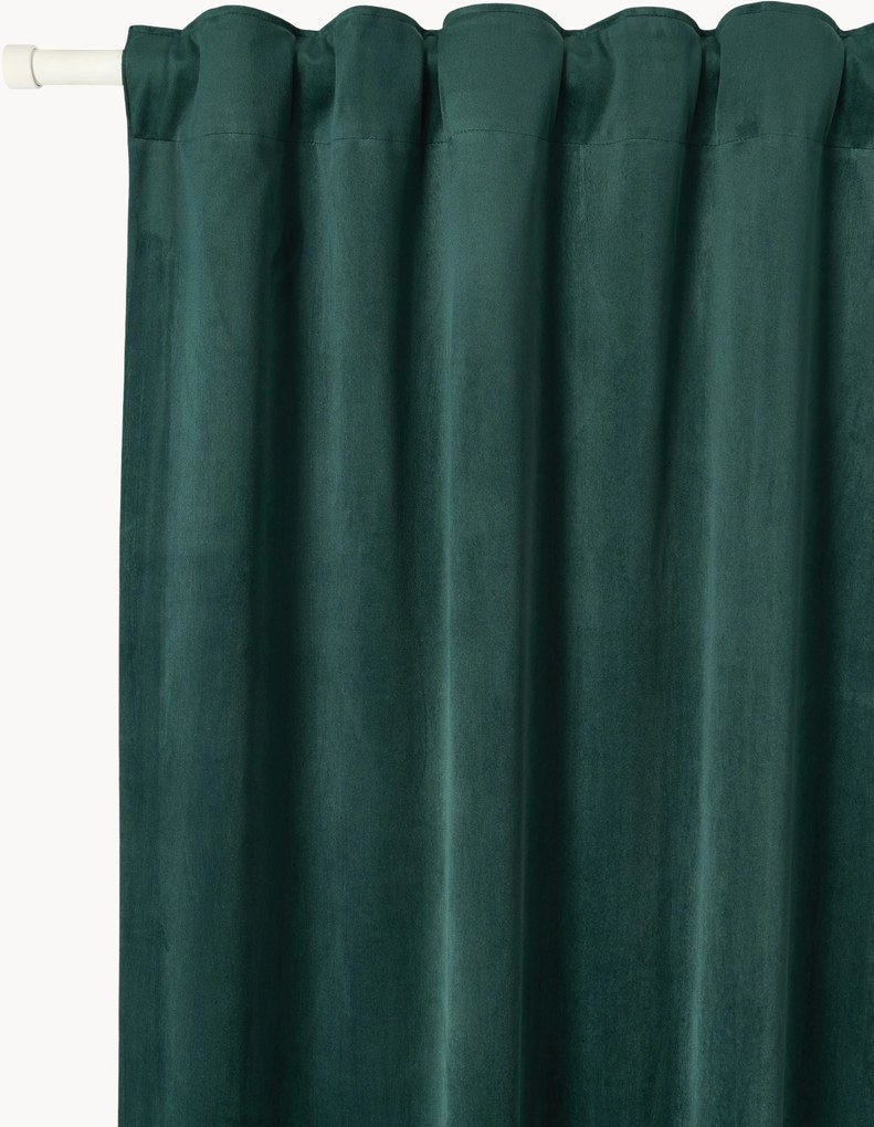 Cortinas opacas multi-banda em veludo Rush, conjunto de 2, L 135 cm