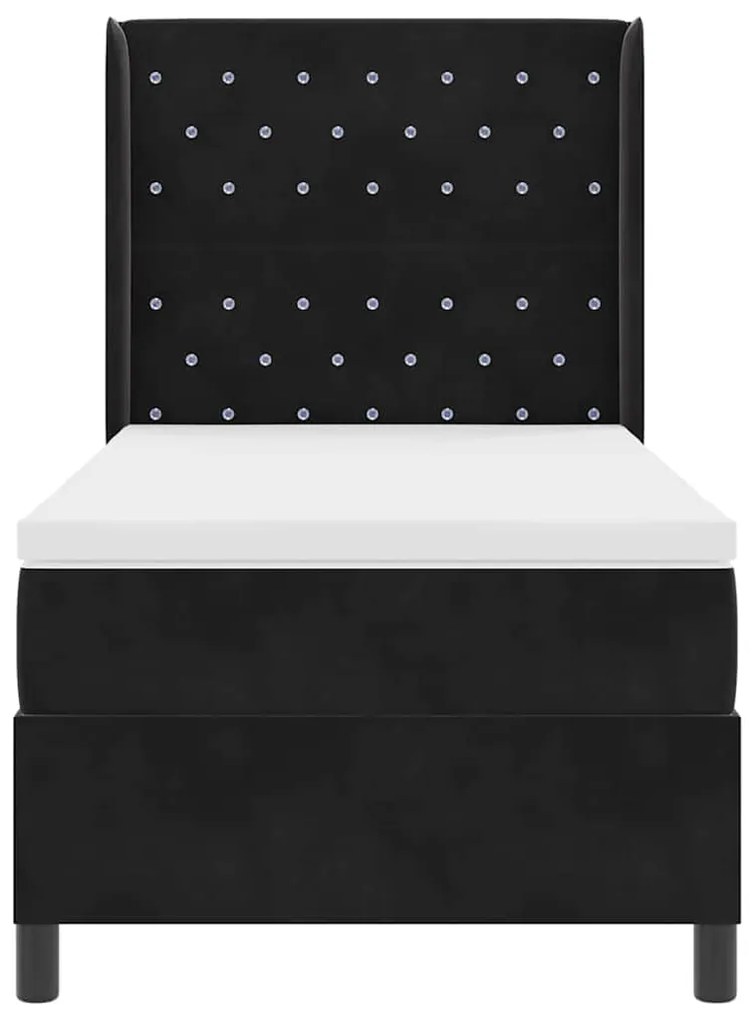 Cama Box com Colchão e LED Preto 100x200 cm Veludo