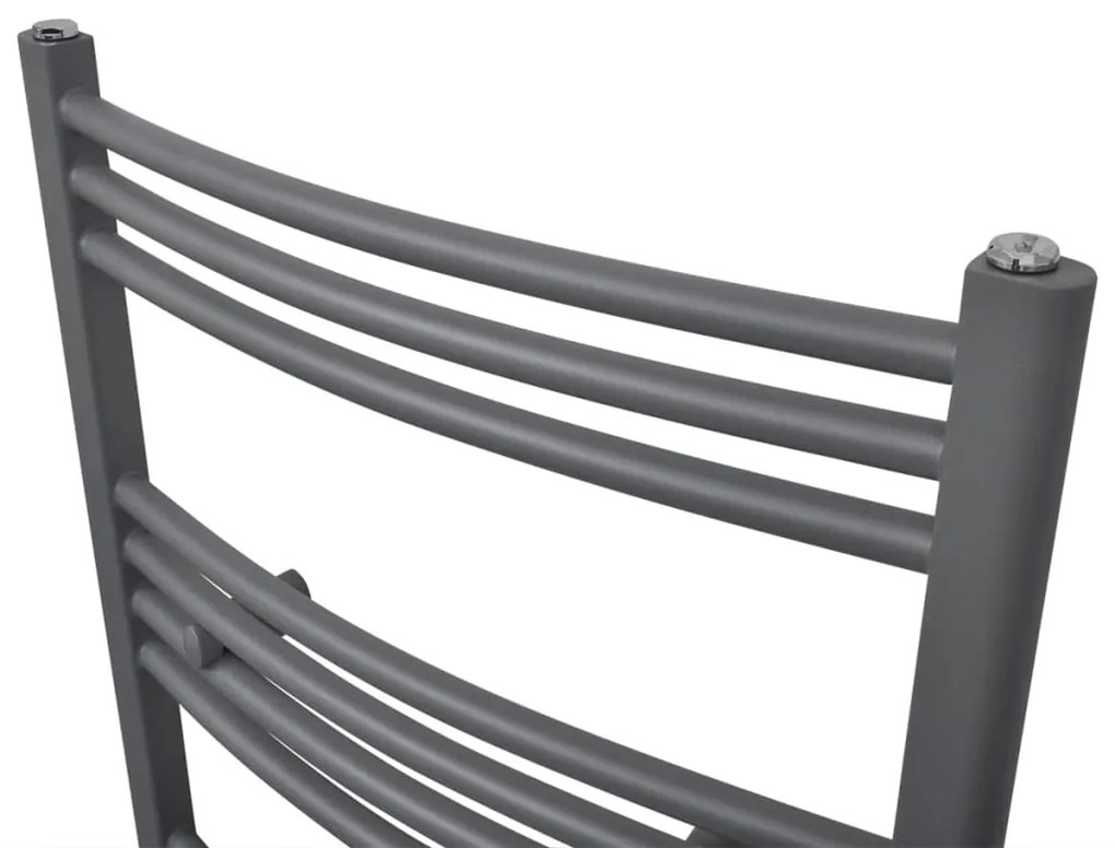 Aquecedor toalhas casa de banho curvo 500 x 1160 mm cinzento
