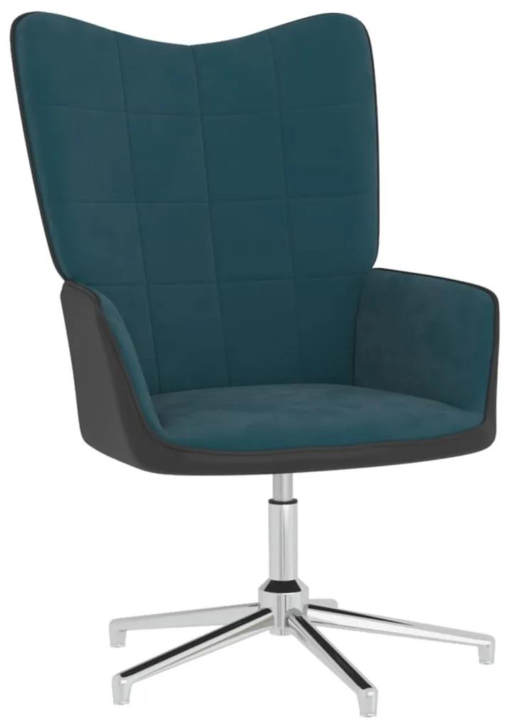 327863 vidaXL Cadeira de descanso PVC e veludo azul