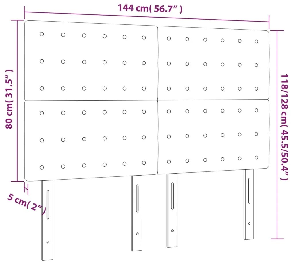 Cabeceira de cama 4 pcs veludo 72x5x78/88 cm rosa