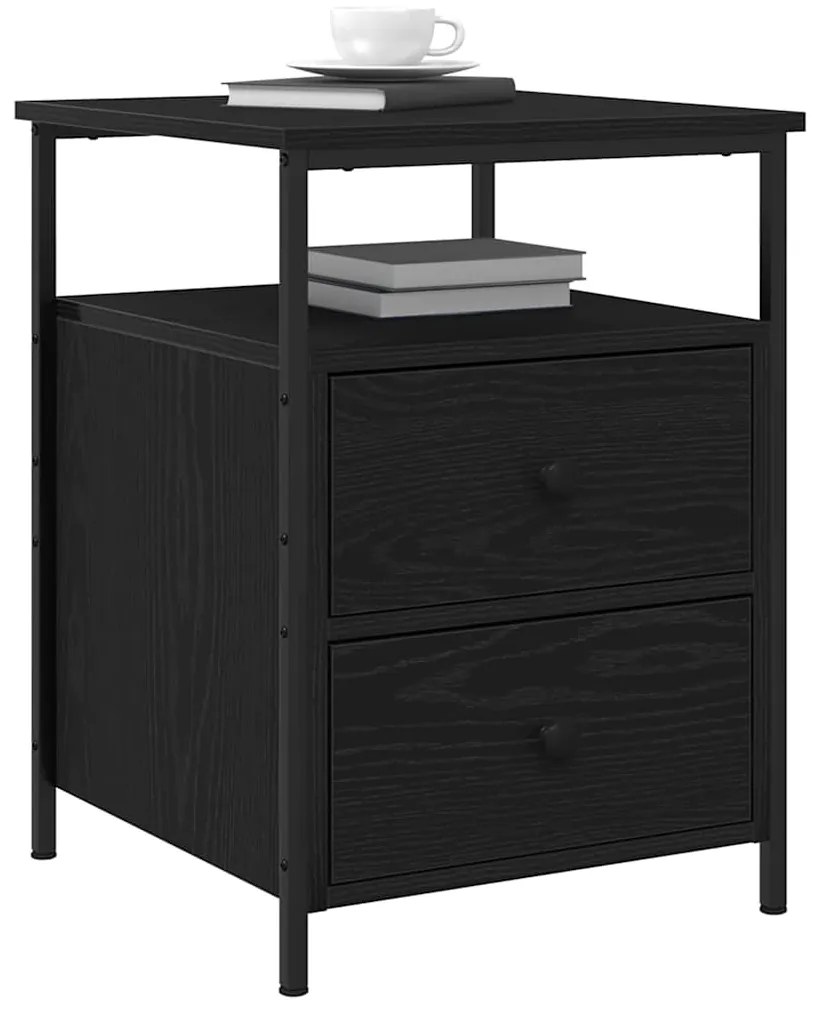 Cômoda de Cabeceira vidaXL Carvalho Preto 44x45x60 cm Madeira de engen