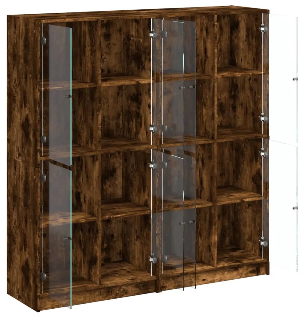 Estante c/ portas 136x37x142 cm deriv. madeira carvalho fumado
