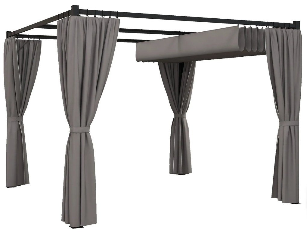 Pérgola de Jardim Estoril – 3x3 m – Cinza – Teto e Laterais Retráteis