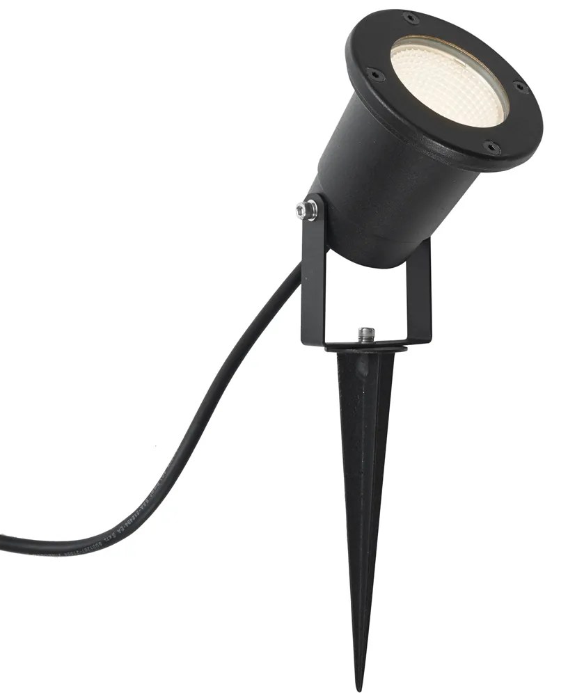 Foco de jardim preto com LED ajustável IP65 com cabo e ficha - Basic Moderno