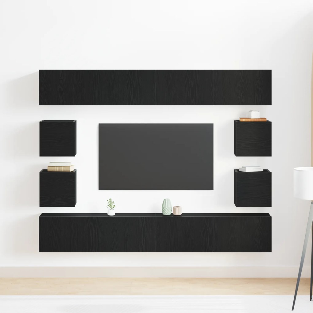 Conjunto de armários para TV vidaXL de 6 peças em carvalho preto monta