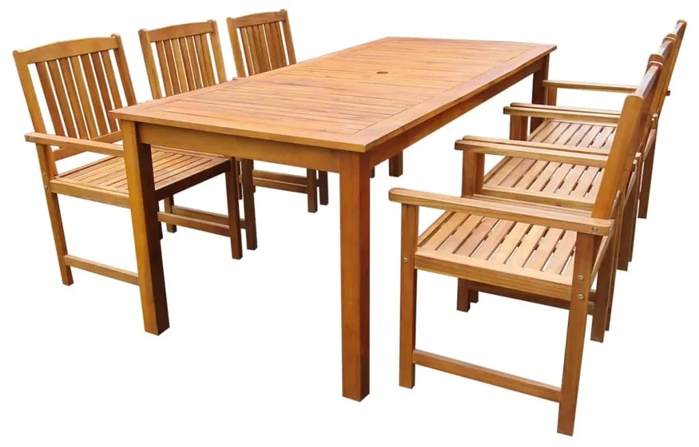 vidaXL 7 pcs conjunto de jantar de exterior madeira acácia maciça