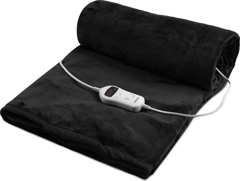 Manta aquecida de velo suave 180 x 130 cm Antracite