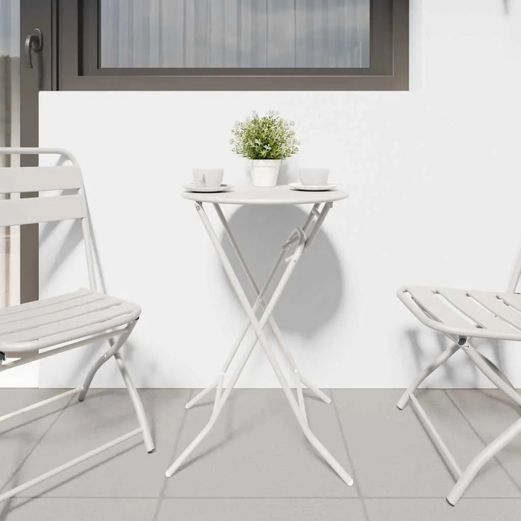 Mesa de Jardim Dobrável Branca Ø50x72 cm Aço