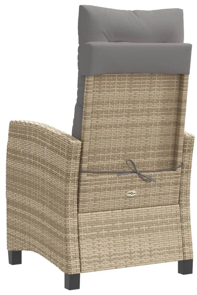 Cadeiras jardim reclináveis 2 pcs c/ almofadões bege misturado