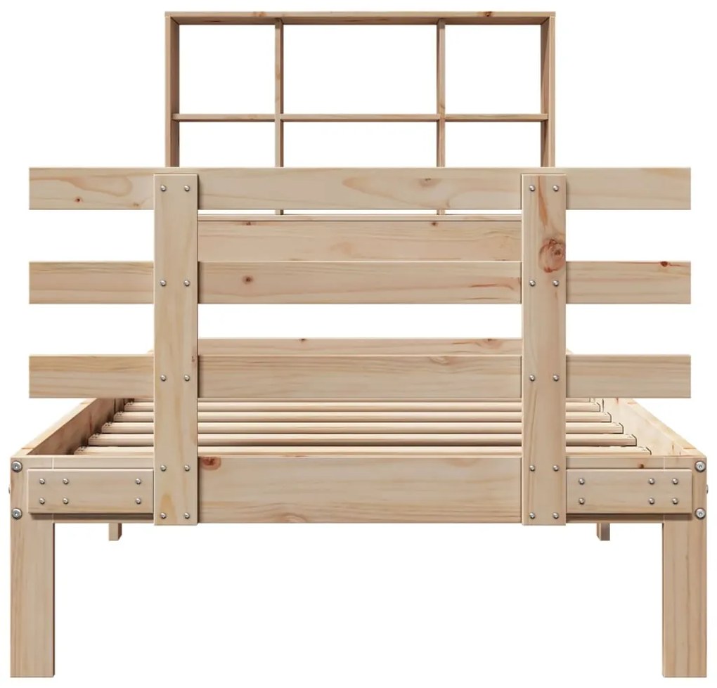 Cama com estante sem colchão 100x200 cm pinho maciço
